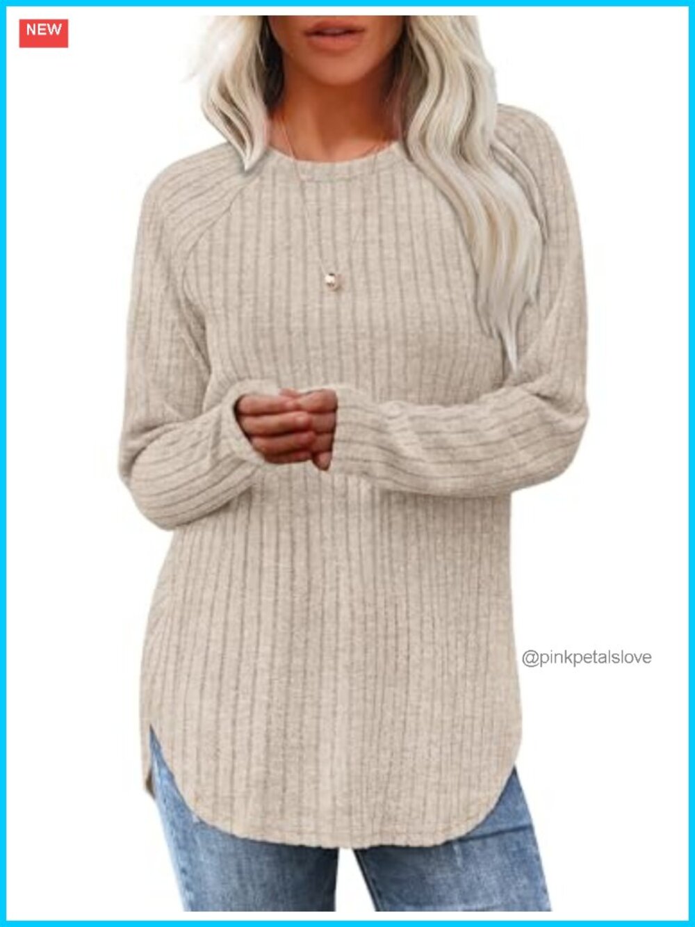 Womens Long Sleeve Tunic Top Loose Fit Curved Hem Pullover Blouse